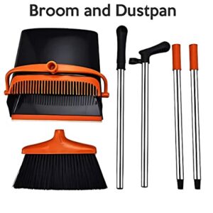 Broom and Dustpan/ Assembly Design for Home Kitchen Room Office Lobby Floor USE Upright Stand UP Dustpan and Broom Set for Home, Black, 26*25.5*83 cm