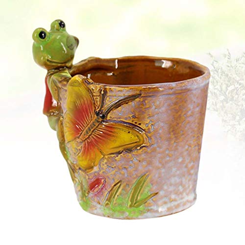 Happyyami 1pc Frog Decorations Decorative Planter Bonsai Plant Pot Garden Flower Plants Pots Cute Flower Pots Ceramic Bonsai Pots Ceramic Animal Flowerpot Frog Pen Holder Simple Pot