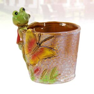 Happyyami 1pc Frog Decorations Decorative Planter Bonsai Plant Pot Garden Flower Plants Pots Cute Flower Pots Ceramic Bonsai Pots Ceramic Animal Flowerpot Frog Pen Holder Simple Pot