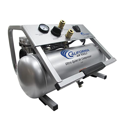 California Air Tools 2010SP Ultra Quiet and Oil-Free Lightweight 1.0 HP 2-Gal Steel Air Compressor, Silver