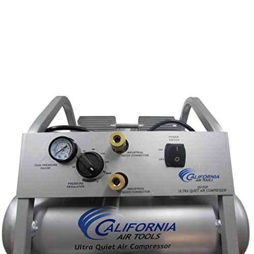 California Air Tools 2010SP Ultra Quiet and Oil-Free Lightweight 1.0 HP 2-Gal Steel Air Compressor, Silver