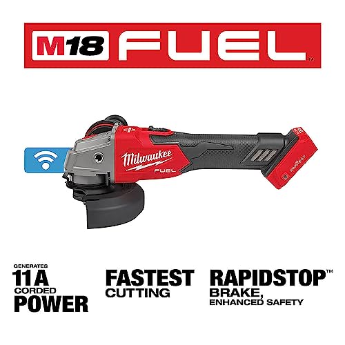 Milwaukee 2883-20 M18 FUEL Brushless Lithium-Ion 4-1/2 in. / 5 in. Cordless Braking Grinder with Lock-On Slide Switch with ONE-KEY (Tool Only)