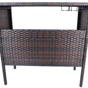 BalanceFrom Outdoor Patio Wicker Bar Counter Table Backyard Furniture with Shelves and Rails