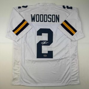 facsimile autographed charles woodson michigan white reprint laser auto college football jersey size men's xl