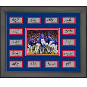 framed 2016 chicago cubs mlb world series champions team facsimile laser engraved signature auto collage 20x25 baseball photo