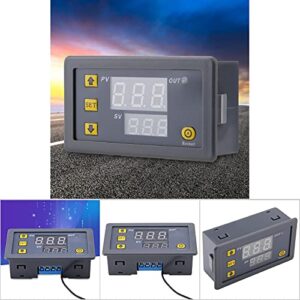 Digital Temperature Controller W3230 DC 12V 24V 220V LCD Digital Timer DC Digital Thermostat Switch Sensor Monitoring Meter with Dual LED Display(12V red and Blue Display)