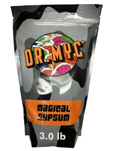 drmyc.com magical gypsum for mushroom substrates - lab grade purity gypsum with organic humic acid, biochar, sucrose & mgp microbes for mushroom growing (3.0 lbs)