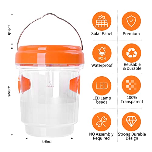 Wasp Trap, ASpace 2 Pack Wasp Traps Outdoor Hanging, Solar Reusable Yellow Jacket Trap, Easy and Efficient Capture of Yellow Jackets, bee, Fly, Fruit Flies and Other(2Pcs Orange), (ASpace-0)