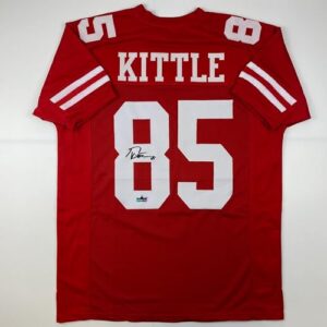 facsimile autographed george kittle san francisco red reprint laser auto football jersey size men's xl