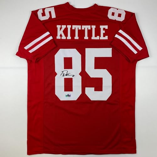 Facsimile Autographed George Kittle San Francisco Red Reprint Laser Auto Football Jersey Size Men's XL