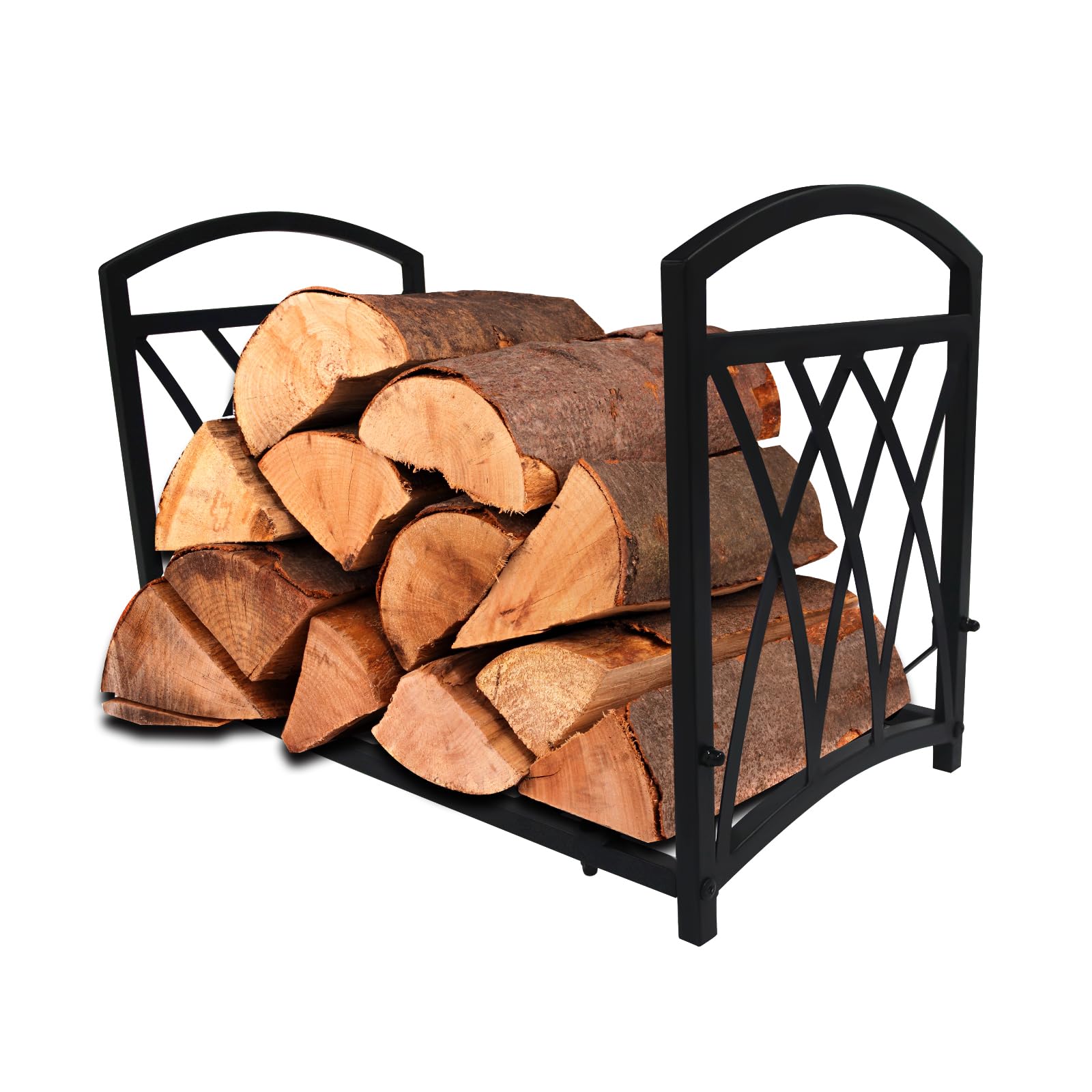 SCENDOR 17.5" Firewood Log Rack for Firewood, U-Shaped Heavy-Duty Iron Log Rack Stacking Rack Storage Rack Indoor Outdoor