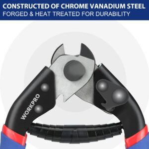 WORKPRO Cable Cutter, 7-1/2 inch Heavy Duty Wire Rope Cutter, Chrome Vanadium Steel Jaw, for Hard Wire Ropes, Steel Wires And Aircraft Cables