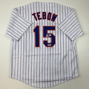 facsimile autographed tim tebow new york pinstripe reprint laser auto baseball jersey size men's xl