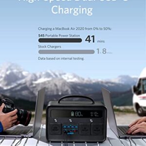 Anker Portable Generator 778Wh, 545 Portable Power Station (PowerHouse 778Wh), 500W Outdoor Generator with 110V 2-AC Outlets, 2X 60W PD Outputs and LED Light for RV, Camping, Emergencies, and More (Renewed)