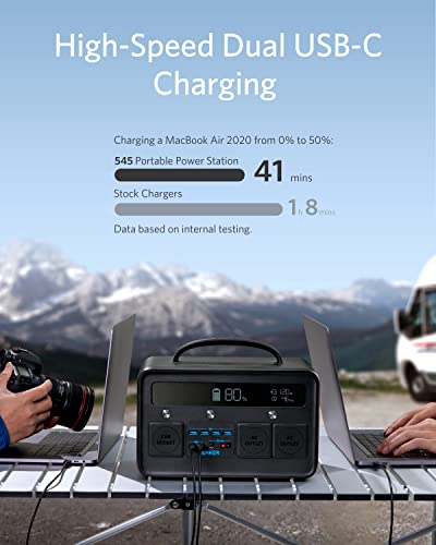 Anker Portable Generator 778Wh, 545 Portable Power Station (PowerHouse 778Wh), 500W Outdoor Generator with 110V 2-AC Outlets, 2X 60W PD Outputs and LED Light for RV, Camping, Emergencies, and More (Renewed)