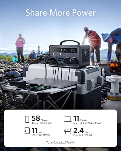 Anker Portable Generator 778Wh, 545 Portable Power Station (PowerHouse 778Wh), 500W Outdoor Generator with 110V 2-AC Outlets, 2X 60W PD Outputs and LED Light for RV, Camping, Emergencies, and More (Renewed)