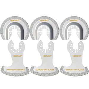 hemunc 6pcs diamond oscillating tool blades, multi tool mortar cutting saw blades precise for grout removal and soft tile cut