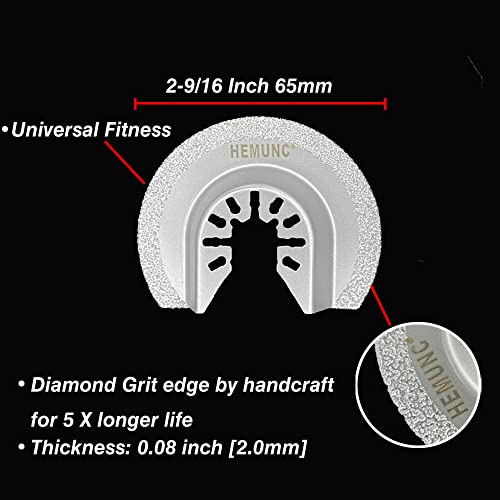 HEMUNC 6Pcs Diamond Oscillating Tool Blades, Multi Tool Mortar Cutting Saw Blades Precise for Grout Removal and Soft Tile Cut