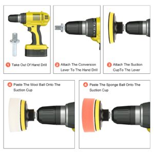 YCHOW-TECH Buffing Pads for Drill, 25PCS 3 Inch Car Buffer Drill Attachment Drill Polishing Kit Car Detailing Kit Polishing Wheel for Drill Car Waxing Kit Sponges for Polishing Cars