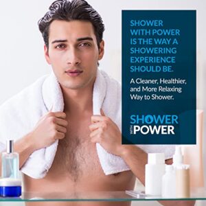 Shower with Power Shower Head with Handheld Shower Head Filter for Hard Water. High Pressure Showerhead with 3 Spray Modes. Includes Bracket and 6 ft hose.