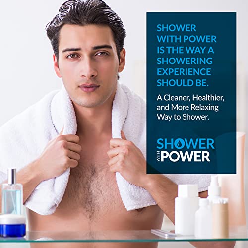 Shower with Power Shower Head with Handheld Shower Head Filter for Hard Water. High Pressure Showerhead with 3 Spray Modes. Includes Bracket and 6 ft hose.