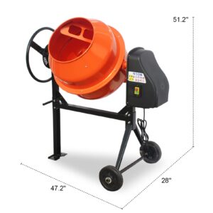 Oarlike Electric Concrete Mixer 4/5 HP 5 Cu Ft Portable Cement Mixing Machine for Stucco with Wheel and Stand