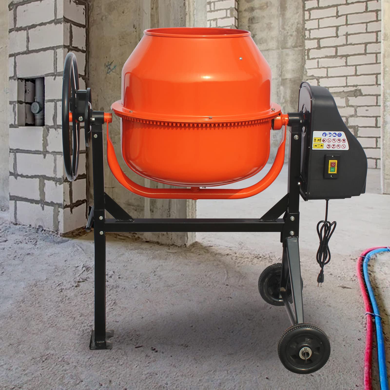 Oarlike Electric Concrete Mixer 4/5 HP 5 Cu Ft Portable Cement Mixing Machine for Stucco with Wheel and Stand