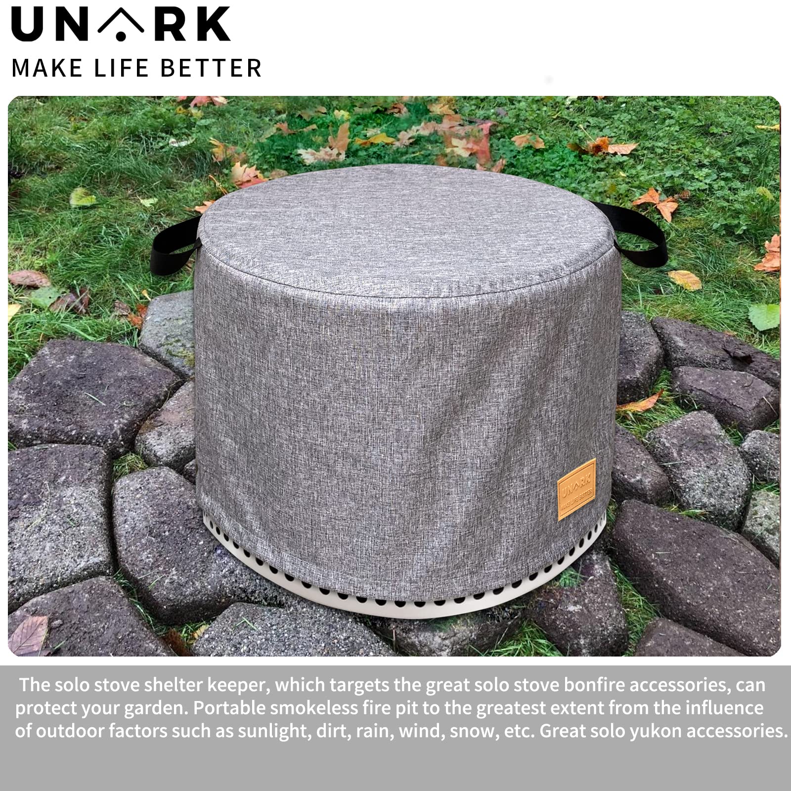 Fire Pit Cover For Solo Stove Cover Yukon 27 Inch ,Solo Stove Bonfire Cover Yukon Grey 27 Inch,Yukon Solo Stove Cover,Heavy Waterproof Protective Solo Stove Accessories,Solo Stove Yukon Cover