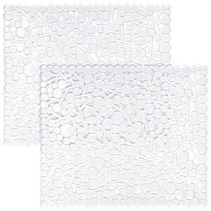 coopay 2 pack kitchen sink mat plastic sink protect mat pvc eco-friendly kitchen adjustable stainless steel/porcelain dish drying pad sink protector for bottom of kitchen sink, 12.6” x 10.5” (clear)