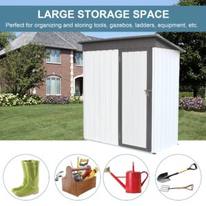 5 x 3ft Outdoor Metal Storage Shed，with Lockable Doors, Sun Protection, Waterproof Tool Storage Shed for Patio, Lawn,Backyard (Gray)