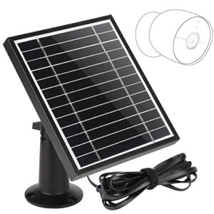 uyodm solar panel compatible with google nest cam outdoor or indoor, battery - 3.5w solar panel power your nest camera continuously- black