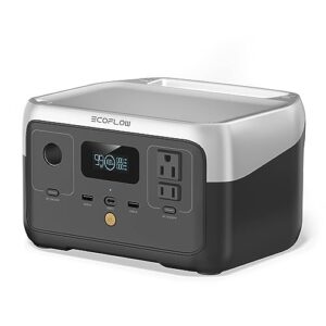 ef ecoflow portable power station river 2, 256wh lifepo4 battery/ 1 hour fast charging, 2 up to 600w ac outlets, solar generator (solar panel optional) for outdoor camping/rvs/home use