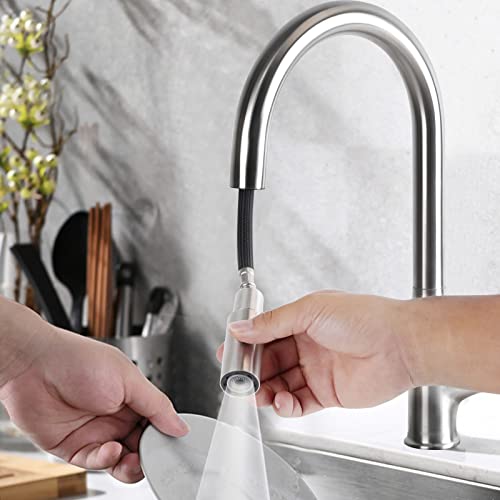 KINSE Kitchen Sink Faucet with Put Down Sprayer, Single Handle Kitchen Sink Faucet with High Pressure Blade Mode, High Arc Stainless Steel Single Level Faucet for Kitchen RV Bar Sink