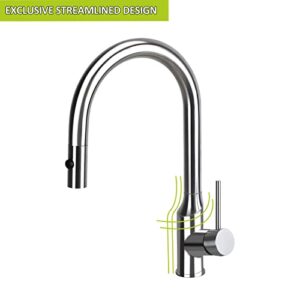 KINSE Kitchen Sink Faucet with Put Down Sprayer, Single Handle Kitchen Sink Faucet with High Pressure Blade Mode, High Arc Stainless Steel Single Level Faucet for Kitchen RV Bar Sink