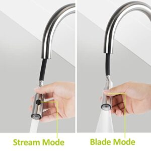 KINSE Kitchen Sink Faucet with Put Down Sprayer, Single Handle Kitchen Sink Faucet with High Pressure Blade Mode, High Arc Stainless Steel Single Level Faucet for Kitchen RV Bar Sink