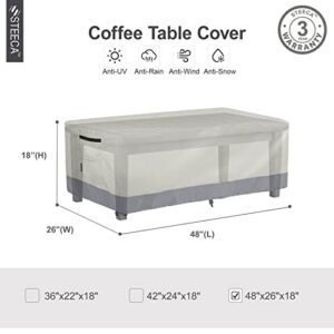 STEECA Patio Coffee Table Cover, Waterproof Rectangular Small Side Table Cover for Outdoor Furniture 48L x 26W x 18H inch