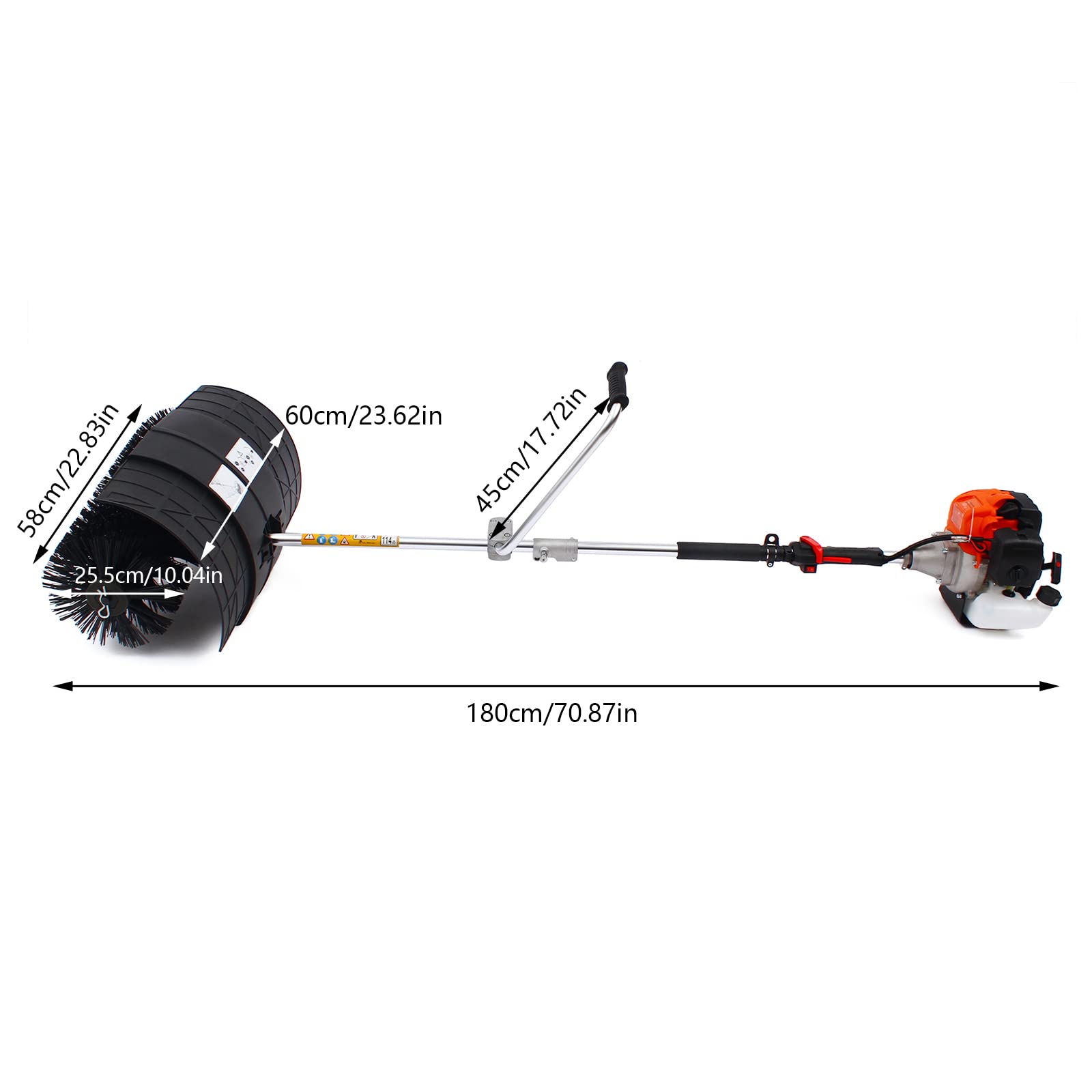 Outdoor Hand Held Broom, 52cc Gas Power Broom Blower Walk Behind Sweeper Cleaning Driveway Tools High Performance Cleaner 2.5HP 1.8kw for Driveway Turf Snow (2.5HP)