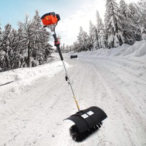 Outdoor Hand Held Broom, 52cc Gas Power Broom Blower Walk Behind Sweeper Cleaning Driveway Tools High Performance Cleaner 2.5HP 1.8kw for Driveway Turf Snow (2.5HP)