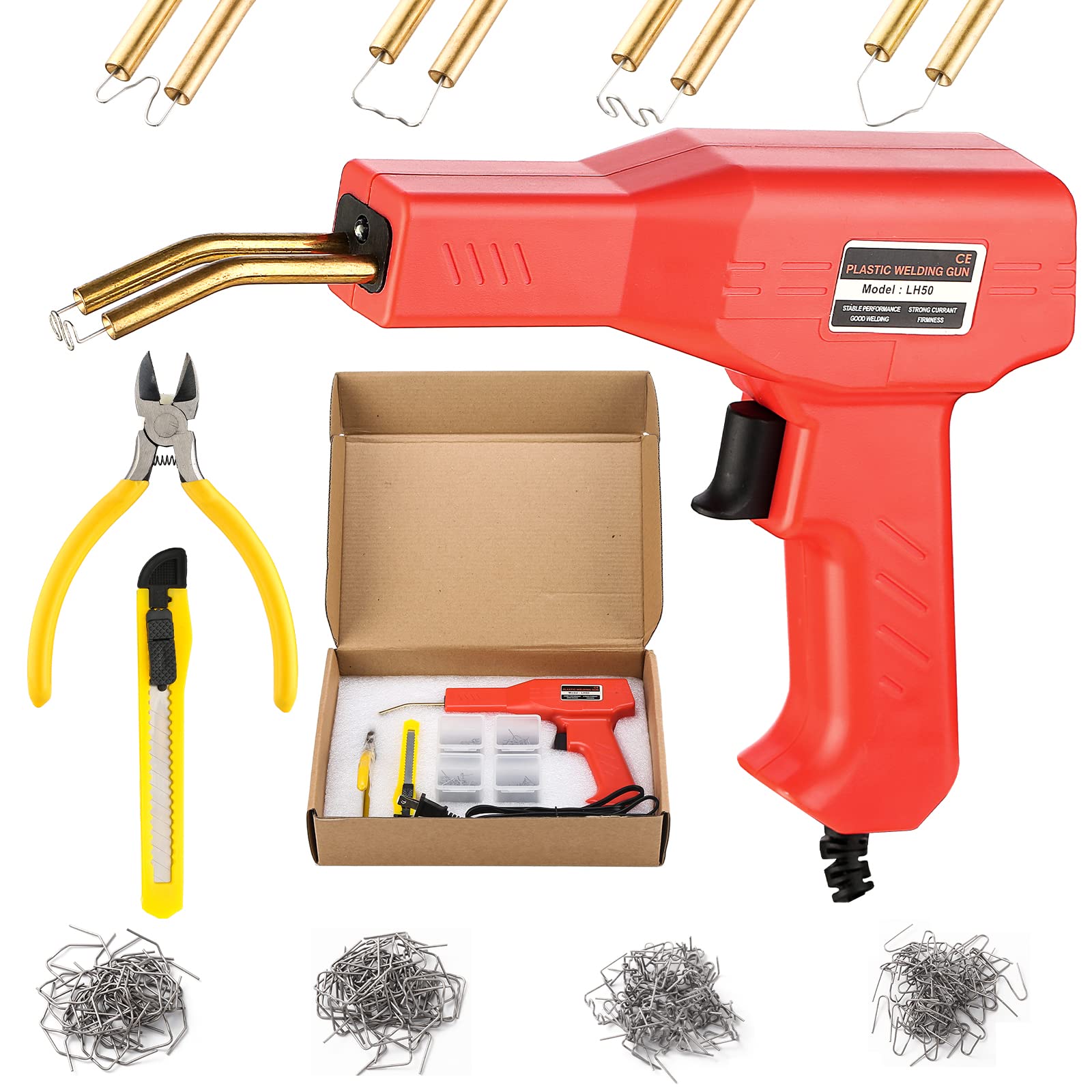 Hot Stapler Plastic Welder Repair Kit Multiple Types Staples Suitable for Various Welding Environment with 400 Staples