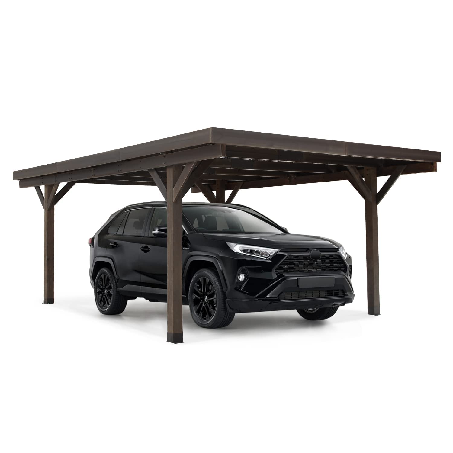 U-MAX 17x12ft Wooden Carport Garage Outdoor Gazebo Wooden Pergola for Backyard, Coffee (CO168)