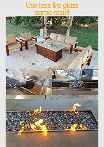 Grisun Fire Glass for Fire Pit, 1/2 Inch Mix 20 Pounds High Luster Reflective Tempered Glass Rocks for Natural or Propane Fireplace, Safe for Outdoors and Indoors Firepit Glass