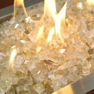 Grisun Fire Glass for Fire Pit, 1/2 Inch Mix 20 Pounds High Luster Reflective Tempered Glass Rocks for Natural or Propane Fireplace, Safe for Outdoors and Indoors Firepit Glass