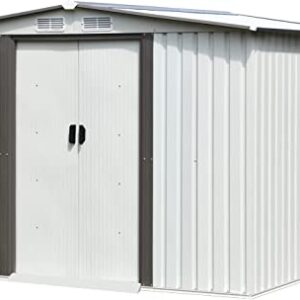 8 x 8 FT Outdoor Storage Shed, Galvanized Metal Sheds Outdoor Storage with Air Vent and Slide Door, Outdoor Storage Tool Garden Shed Bike Shed, Outdoor Shed for Backyard Patio Lawn