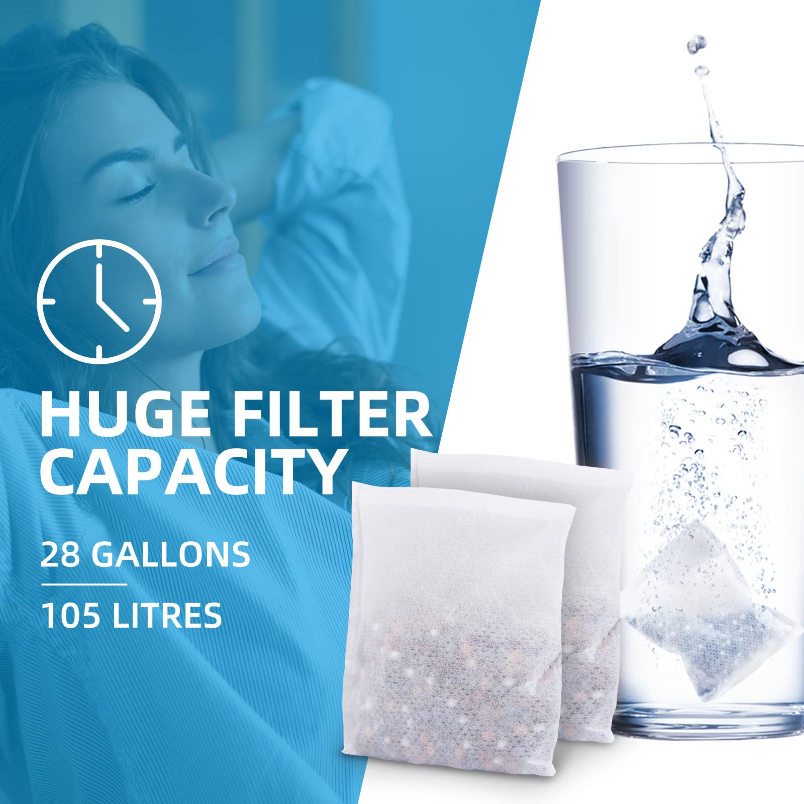 Filterelated Portable Alkaline Water Filter Pouch Alkaline Hydrogen Rich Water Filtration System for Your Bottle, Pitcher, Jug, Container - High pH 9+Water - Long-Life 105 Litre/28 Gallon (3-Pack）