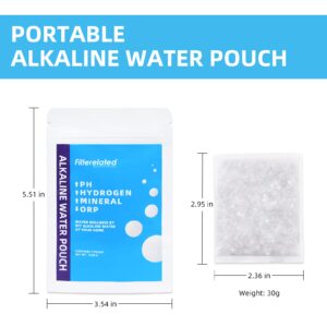 Filterelated Portable Alkaline Water Filter Pouch Alkaline Hydrogen Rich Water Filtration System for Your Bottle, Pitcher, Jug, Container - High pH 9+Water - Long-Life 105 Litre/28 Gallon (3-Pack）