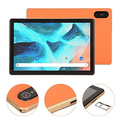 10.1inch IPS HD Screen Tablet PC, Android 11.0 2.0Ghz Octa Core 4G Calling Tablet, 6GB RAM 128GB ROM and Expandable 128GB Memory, 7000mAh Battery, Dual SIM Dual Standby Tablet PC(Orange)