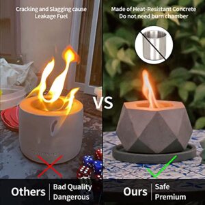 Kante Concrete Tabletop Fire Pit with 6" Dark Gray Base, Ethanol Fire Pit for Indoor&Outdoor, Portable Rubbing Alcohol Tabletop Fire Bowl, Mini Fireplaces for Smores Maker (Rock Style)