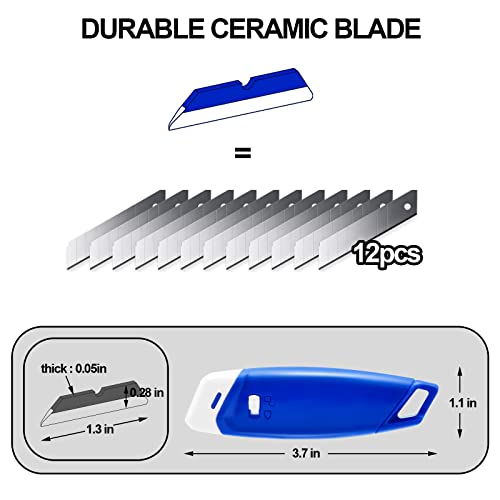 Sonuimy 2-Stage Retractable Ceramic Mini Box Cutter, Safety Box Opener with Lock, Magnetic Package Opener Keychain, Small Pocket Utility Knife Tool Knives for Warehouse Office Work Cardboard -3PCS