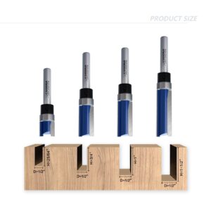 2022 UPGRAD Router Bits Pattern Flush Trim 4pcs,1/4 Inch Shank,Adopt C2 Carbide.Use for trim shelf edging,handmaking a drawer,particle board,plywood compact panel and etc by CSOOM(Pattern Flush Trim)