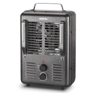 shinic space heater,1500w milkhouse heater with thermostat, stay cool durable metal housing, overheat protection, 3-prong plug, tip-over auto shut off, utility heater for garage, bedroom, greenhouse